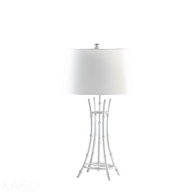 29.25" In Kiara Modern Satin Silver Bamboo Metal Table Lamp