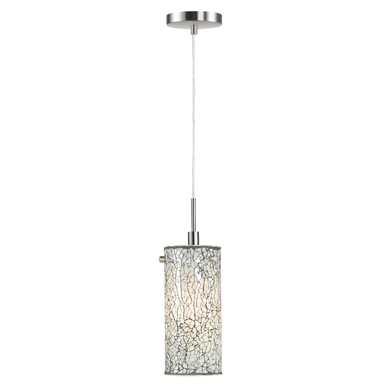 1 - Light Single Pendant, Nickel, Mosaic White Glass