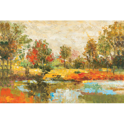 Colourful Tree Lake - Wrapped Canvas Painting