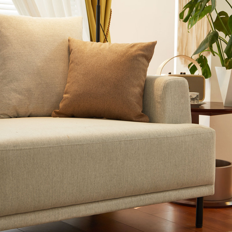 Arenzville 109.44" Modern Soft Cushion Fabric Sofa With Throw Pillows