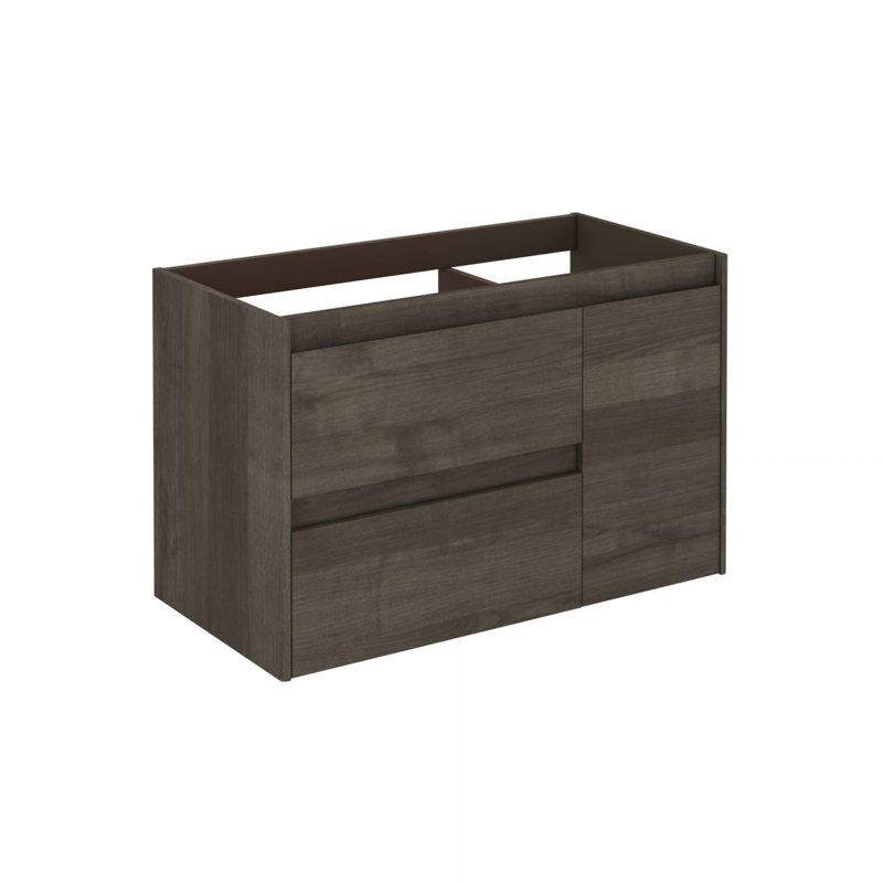 Ambra 35.6'' Samara Ash Single Sink Bathroom Vanity with Integrated Ceramic Top and Mirror