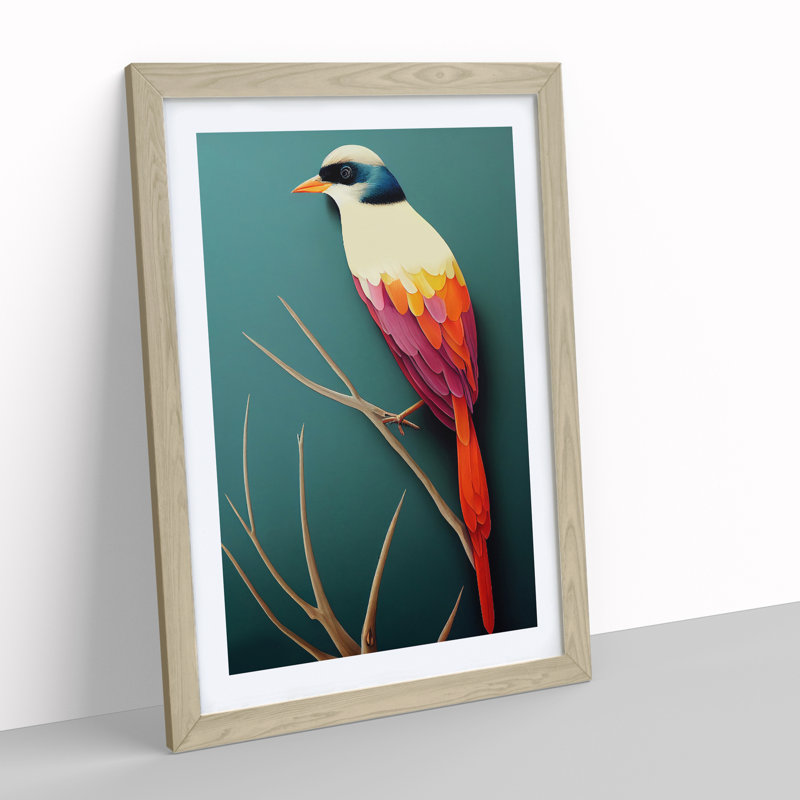XV1022-2639X Magnificent Bird - Single Picture Frame Print, 64cm H x 46cm W x 2cm D, Oak