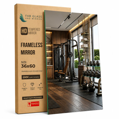 Fab Glass and Mirror Large Gym Mirror for Home Gym 36x60 - Full Length HD Tempered Glass Wall Panel - Professional Workout Display with Safety Backing - 1/4 Inch Commercial Grade