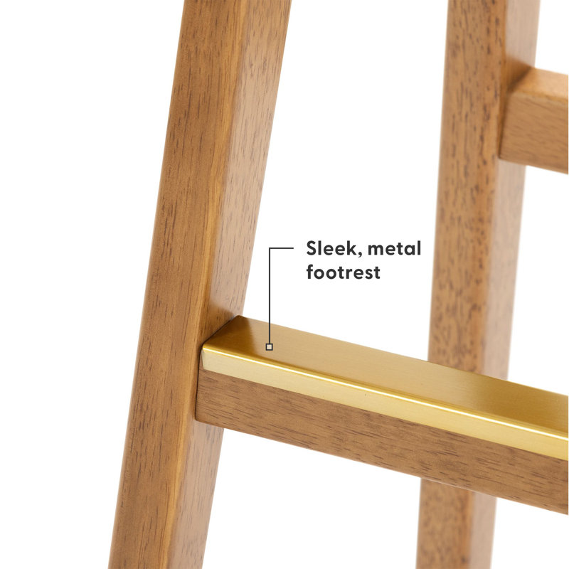Tabouret de bar tapissier Beryl (30 po) - paquet de 4, cuir de polyuréthane pacane / caramel, 4, Bar Stool (31” Seat Height)