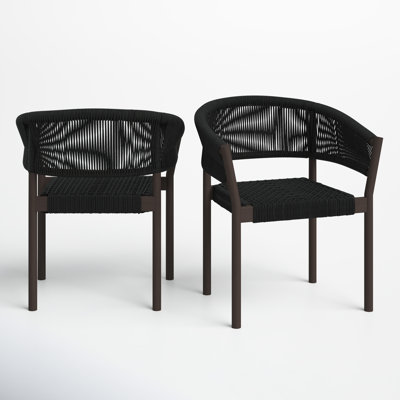 Chakiya Stacking Patio Dining Chair in Eucalyptus Wood with Rope