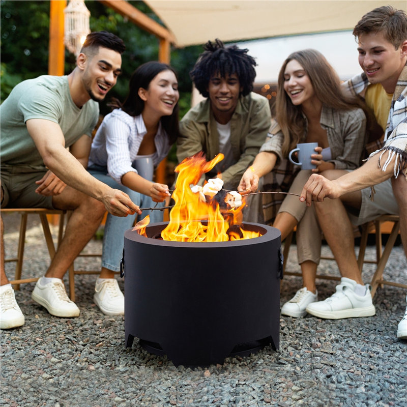 Tulsha Iron Outdoor Fire Pit with Lid, 18" H x 23.5" W x 23.5" D
