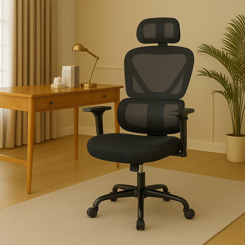 Isairis Ergonomic Mesh Task Chair with Headrest and 3D Adjustable Arms, Black