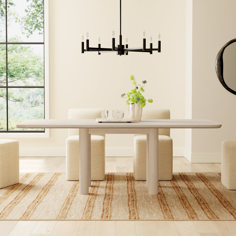 Morenci Ash Wood Rectangular Dining Table In White Sand