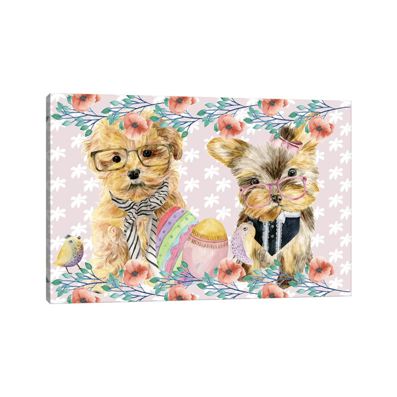 «Pâques Pups Collection A» par Melissa Wang - impression sur toile tendue, H 8 po x l 12 po x P 0,75 po