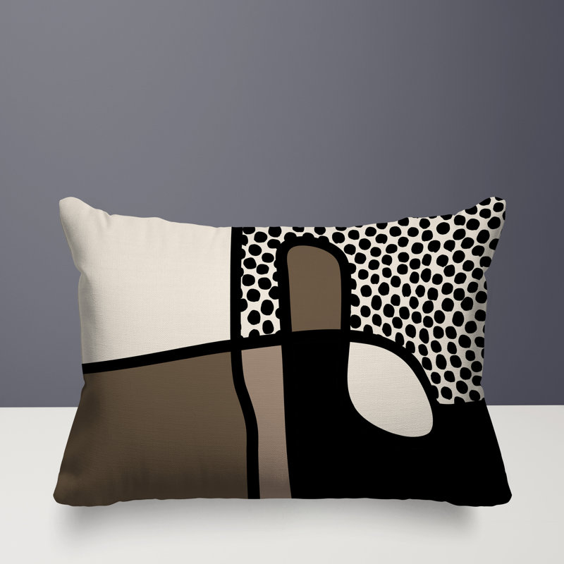Coussin lombaire réversible intérieur / extérieur Jai Abstract, H 14 po x l 20 po, Beige