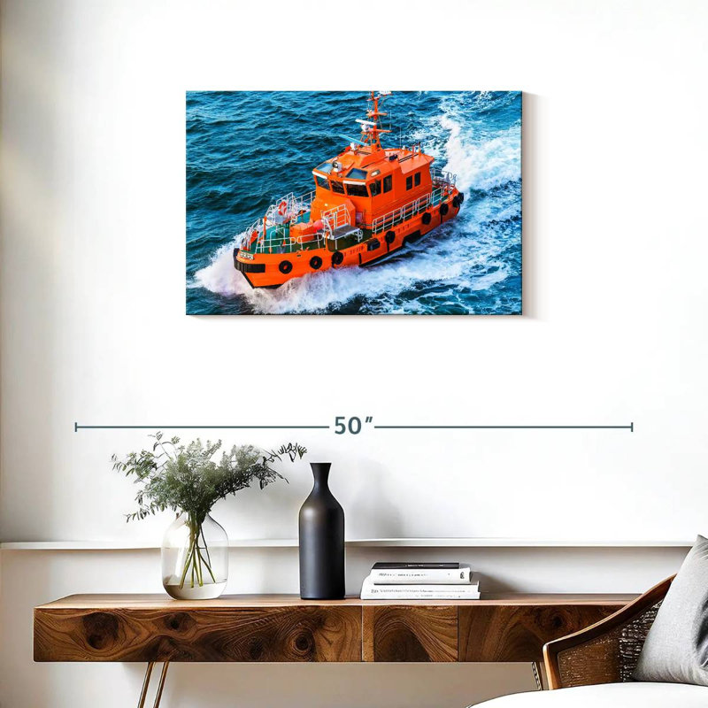 Mehar Coast Guard Rescue Boat, 20" H x 30" W