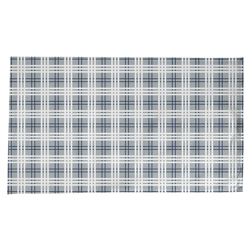 Nappe en mélange de coton à carreaux, Gris loup / bleu marine collège / blanc