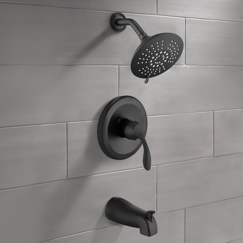 Complete Shower System with Rough in-Valve, Noir mat