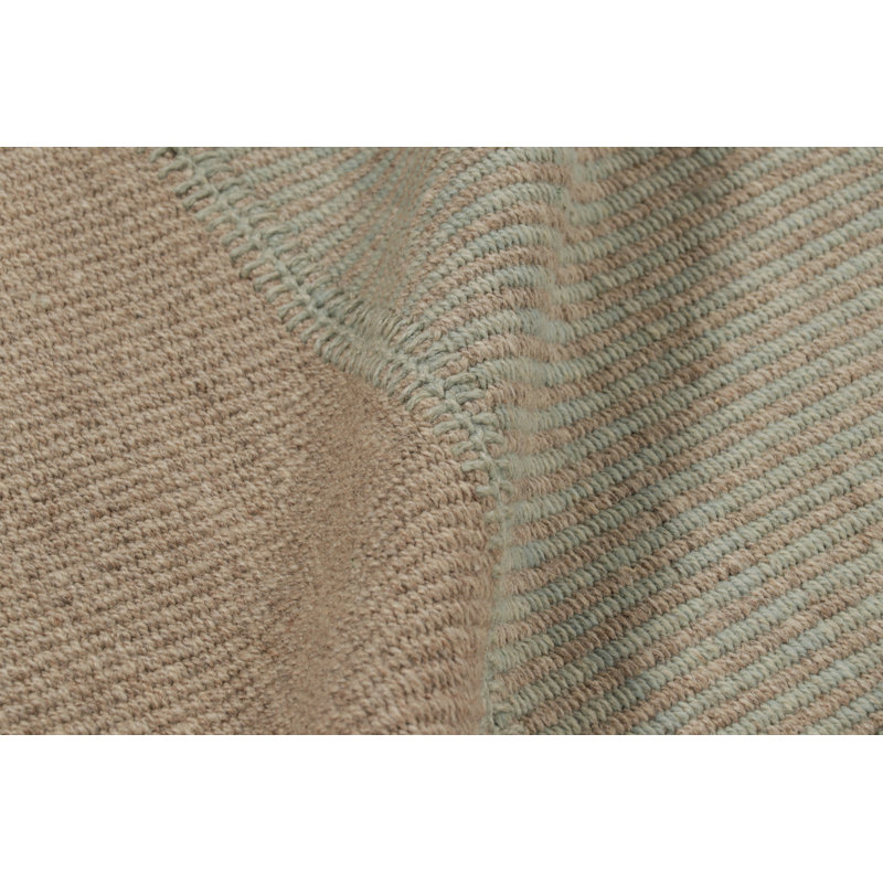 Rug & Kilim’S Oversized Modern Kilim With Textural Beige And Mint Green Stripes