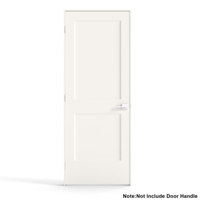 30”X80" Right Hand Prehung Interior Door with Knock Down Jamb Kit & Satin Nickel Hinges, 2-Panel Hollow Core Interior Slab Door with Bore & Hinge Cutout For Bathroom, Pantry, Laundry Interior Door