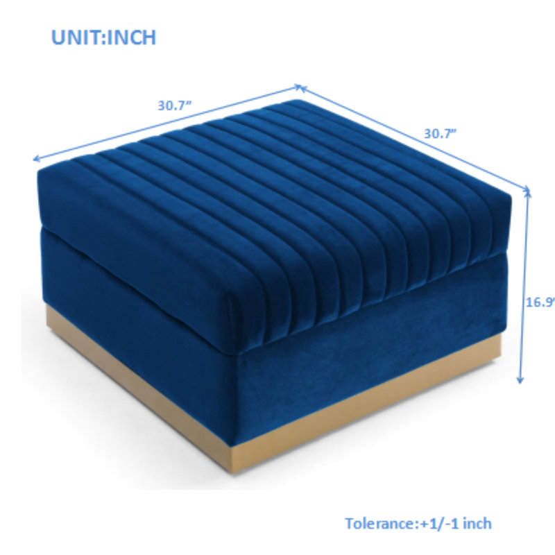 Velvet For Living Space - Modern Upholstered With Vertical Tufting Home Decoration Contemporary, Blue