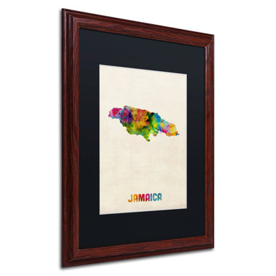 « jamaïque aquarelle map », impression encadrée sur toile