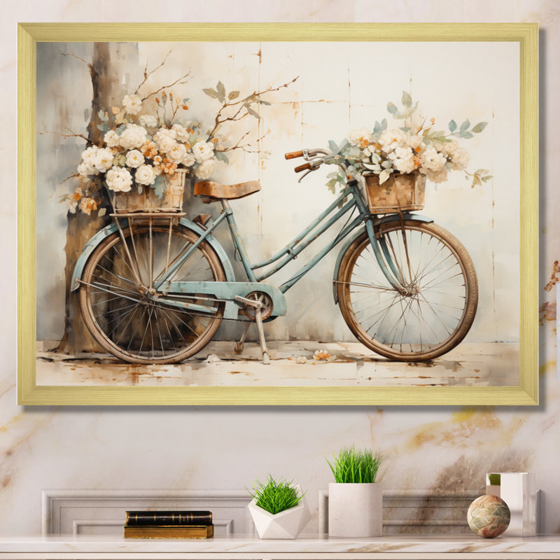 Vélo tranquille, pédalant II - art mural encadré, Cadre photo unique, H 30 po x l 40 po, Noir
