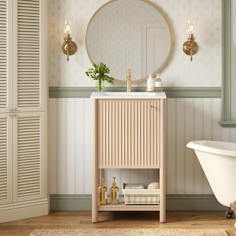 Meuble-lavabo de 20 po avec tablettes ouvertes et armoire avec portes