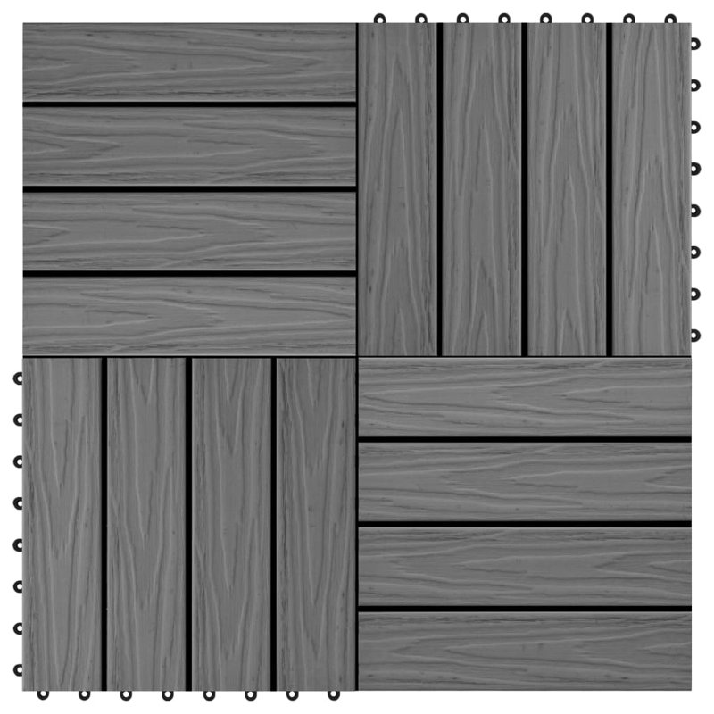 Carreau de terrasse à emboîtement VidaXL WPC embossé profond 1 m², Gris
