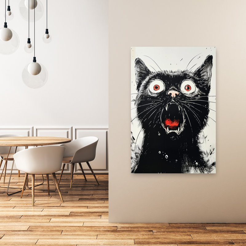 «Screaming Black Cat», art mural contemporain, 48" H x 32" W