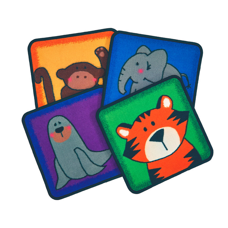 Tapis touffeté multicolore à motif animalier Zoo