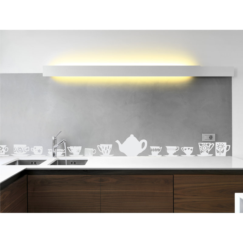 Décalcomanie murale tasses de thé, Blanc, H 32 po x l 33 po x P 0,01 po