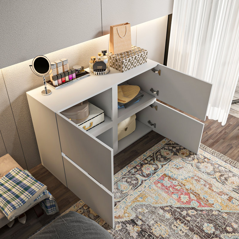Strong 47" Wide Dresser with 4 Doors, White