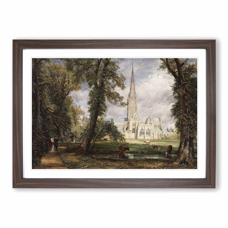 Salisbury Cathedral Vol.1 by John Constable - Picture Frame Painting, 27cm H x 36cm W x 2cm D, Walnut Framed