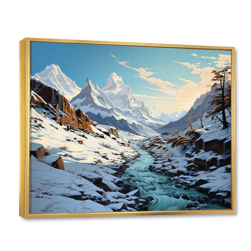 Beryle Glacier Frozen Majesty Winter I - reproduction, H 30 po x l 40 po, Cadre flottant doré