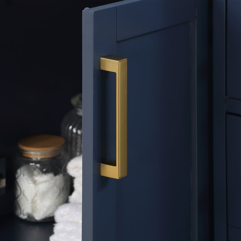 Ensemble de meuble-lavabo simple 48 po Gavino, Bleu royal, Doré