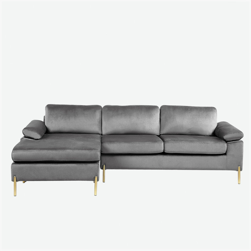 Canapé modulaire en velours avec méridienne Shannon, Gray