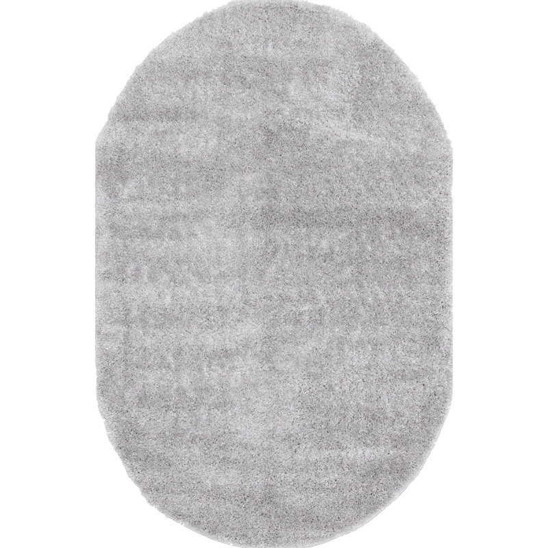 Tapis gris clair à poils longs Hammersmith, Ovale 3 pi 11 po x 5 pi 11 po