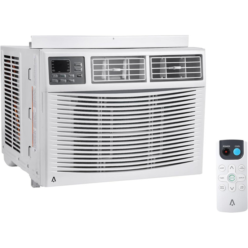 Climatiseur de fenêtre WiFi 10000 BTU, climatiseur de fenêtre silencieux à économie d'énergie de 50 dB avec application et télécommande, refroidissement pour les pièces jusqu'à 450 pieds carrés Pi avec l'ensemble d'installation