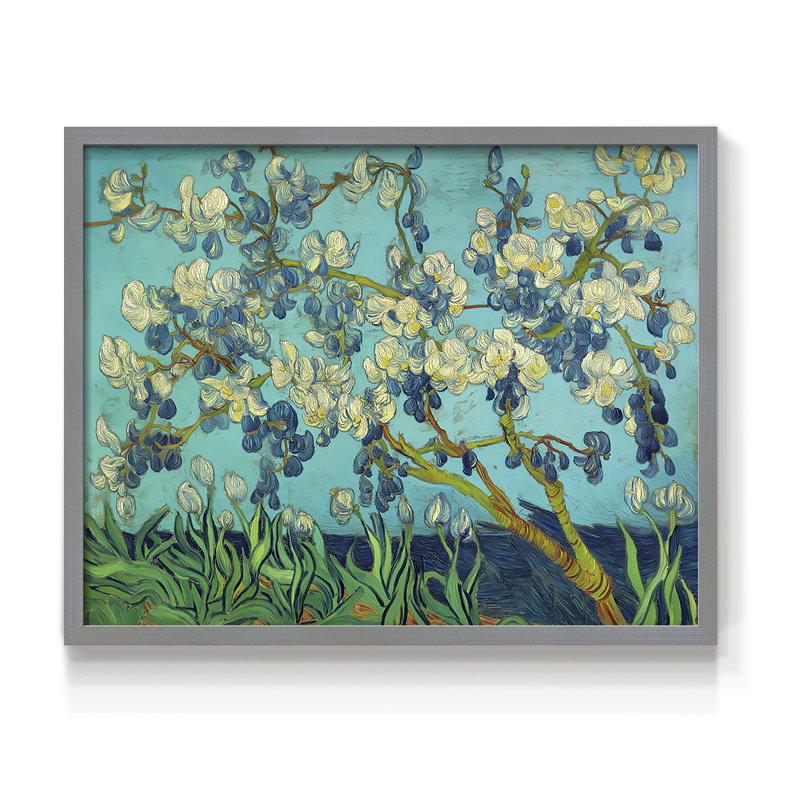 Floral Series-XLVII -Framed Print - Restickable, Gris, H 22 po x l 28 po