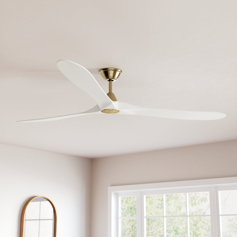 Obsidian Ceiling Fan, Burnished Brass with White Blades, 52 inches