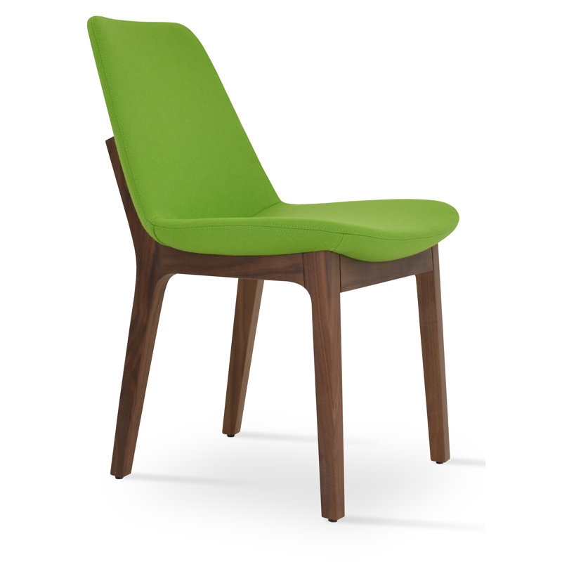 Eiffel Wood Side Chair, Walnut , Red Leatherette