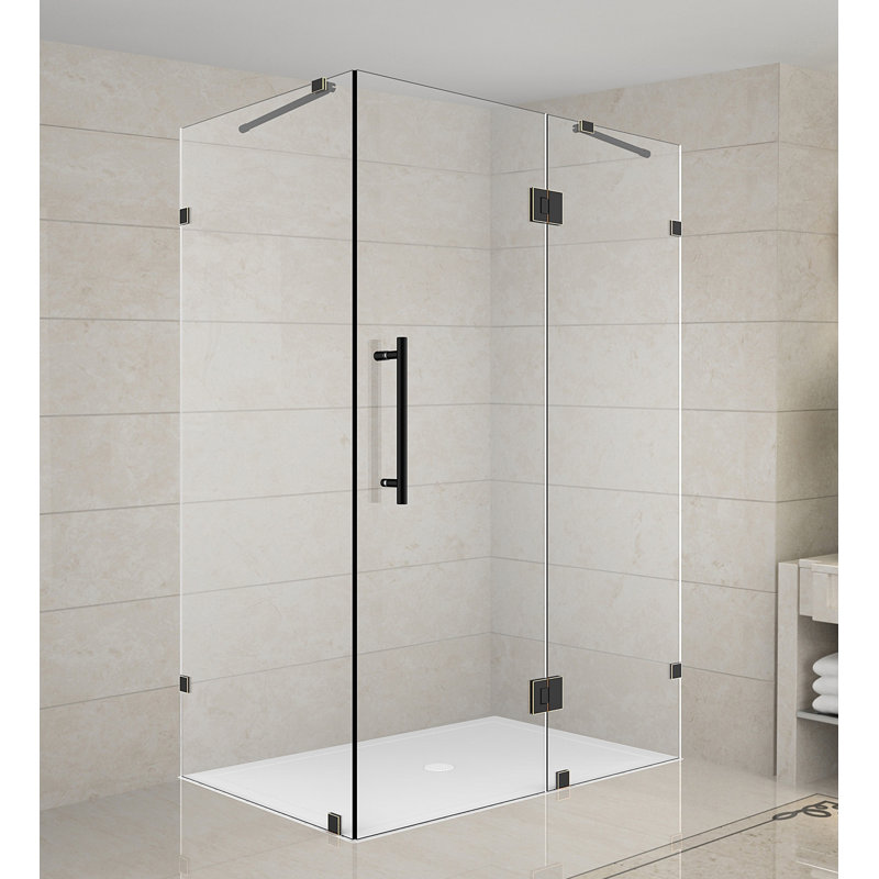 Avalux 37" x 72" Rectangle Hinged Shower Enclosure, Stainless Steel, 37" x 72"