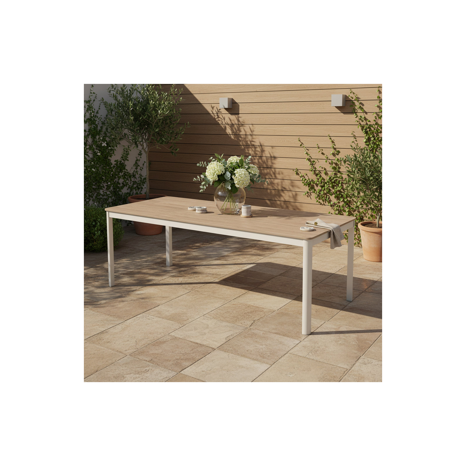 Outdoor Patio Aluminum Rectangular Dining Table, 29.5"H x 81" W x 35" D