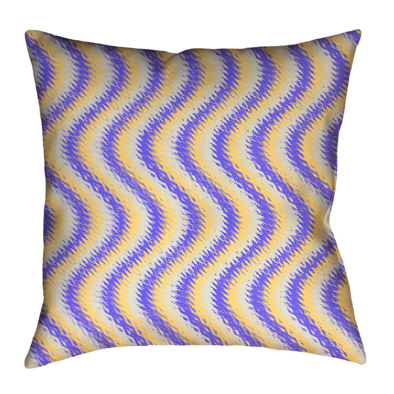 Coussin Katelyn Elizabeth, 26 po x 26 po, Bleu/jaune, Faux lin