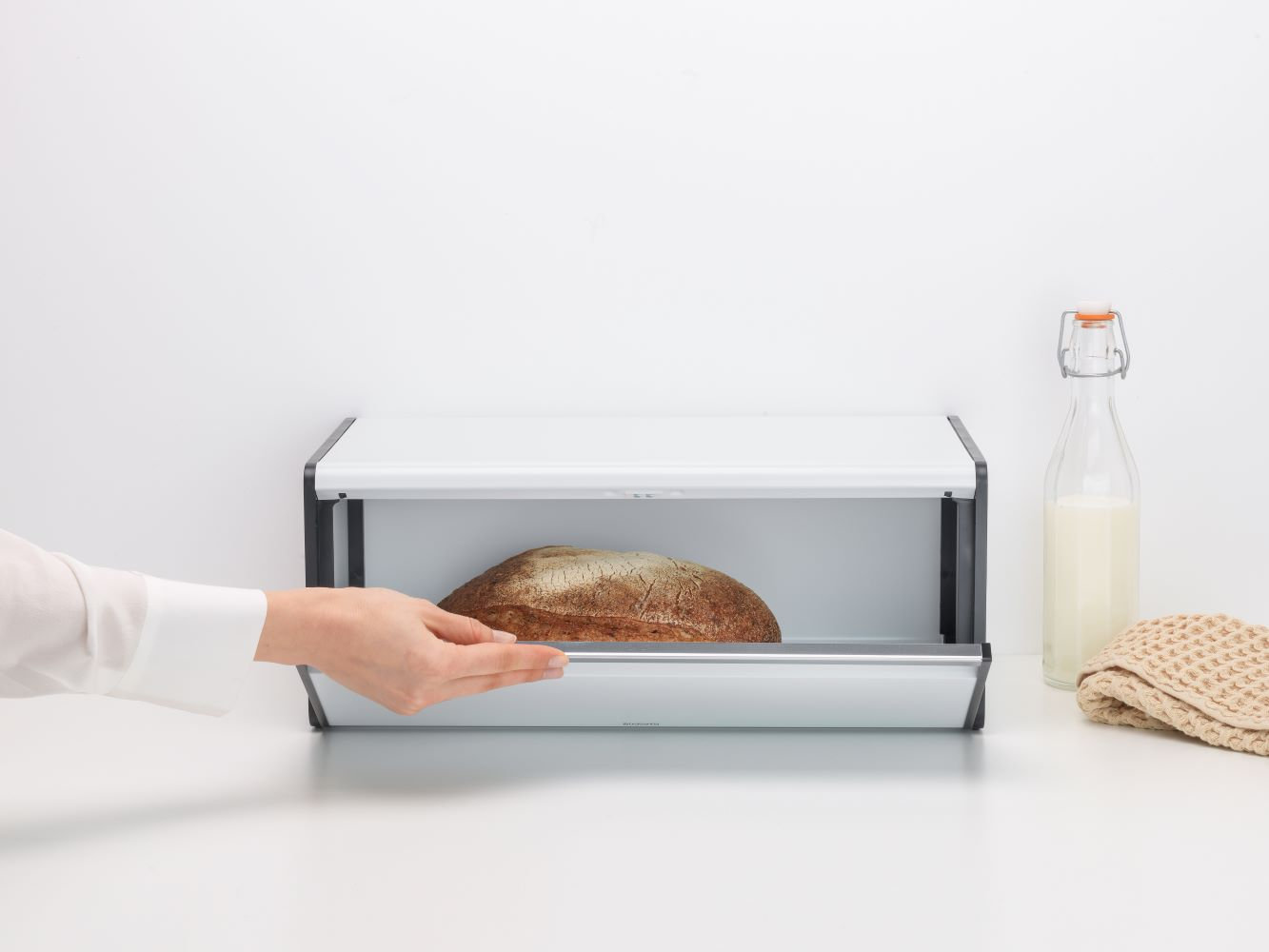 Brabantia Fall Front Bread Box, White