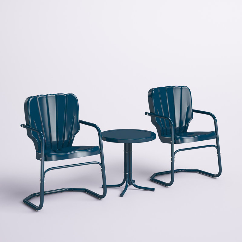 Burley Outdoor Conversation 3 Piece Seating Group, Navy Gloss
