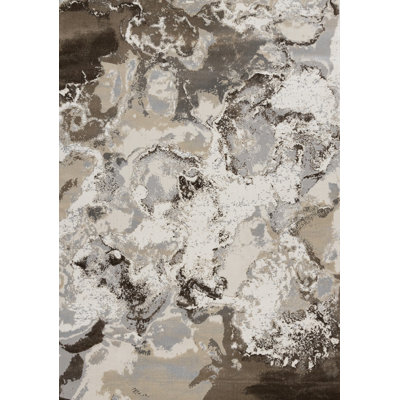 5' X 8' Taupe And Cream Abstract Area Rug