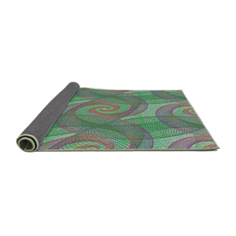 Tapis vert/rouge à motifs, Rond 6 pi