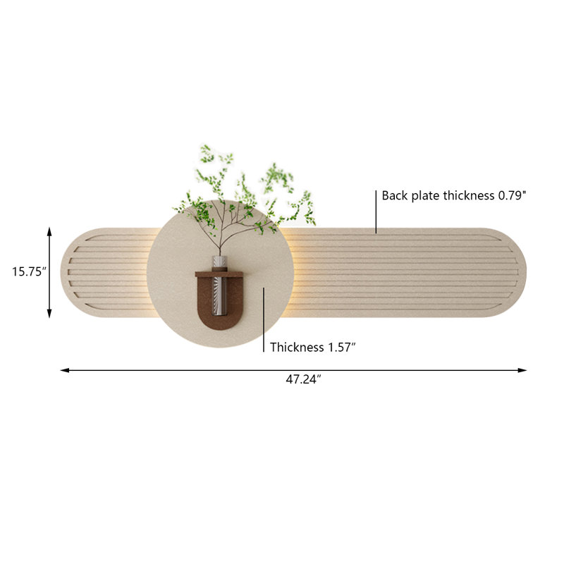Creamy Style Creative Wall Decoration with Remote Control LED Light, Cream/Coffee, 15.75" H x 47.24" W x 1.57" D