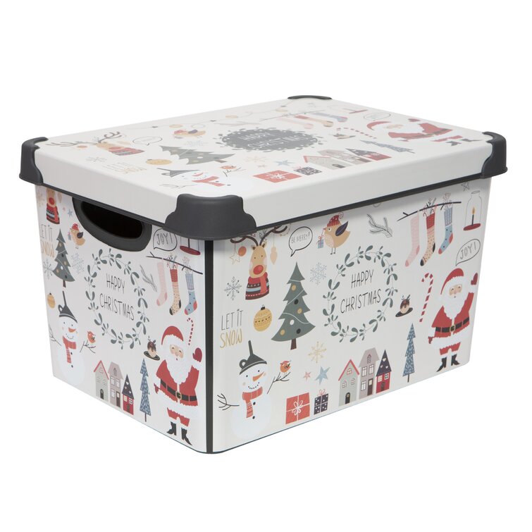 The Holiday Aisle® Happy Christmas Design Plastic Storage Tote