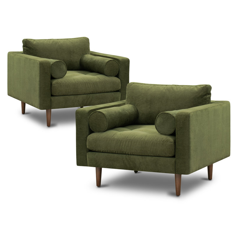 Fauteuil en velours de 42 po Napa, Velours vert délavé