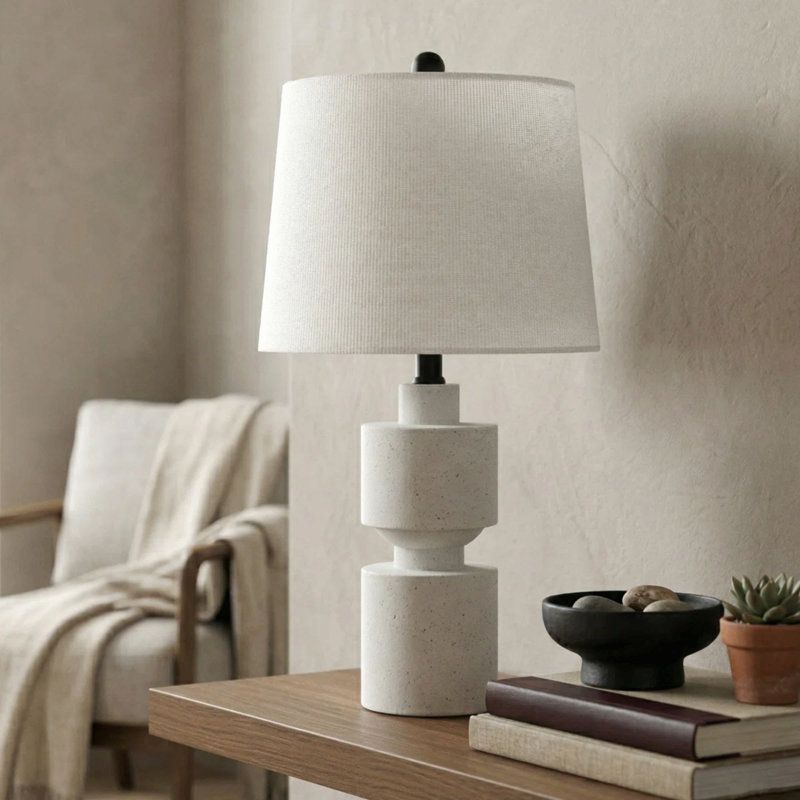Lampe de table 24,5 "moderne en résine ivoire avec intensité variable à 3 voies pour chambre à coucher, salon, chevet, table de chevet