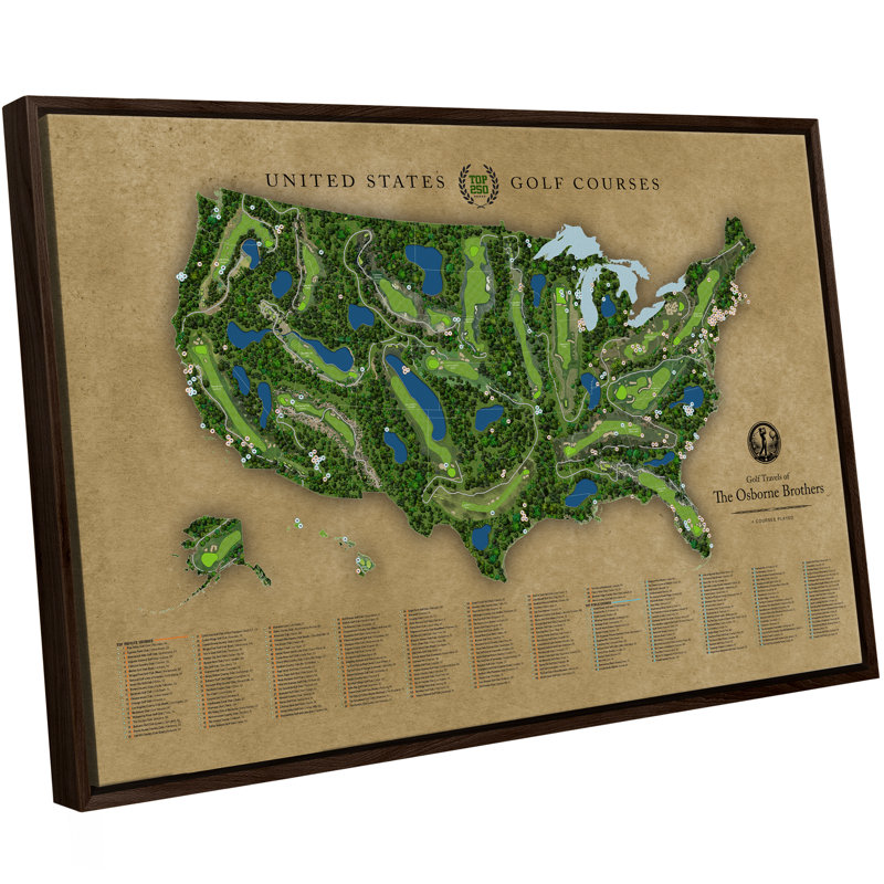 Top 250 des terrains de golf aux États-Unis, Brun, H 31,5 po x l 49,5 po x P 2 po, Sables d'or