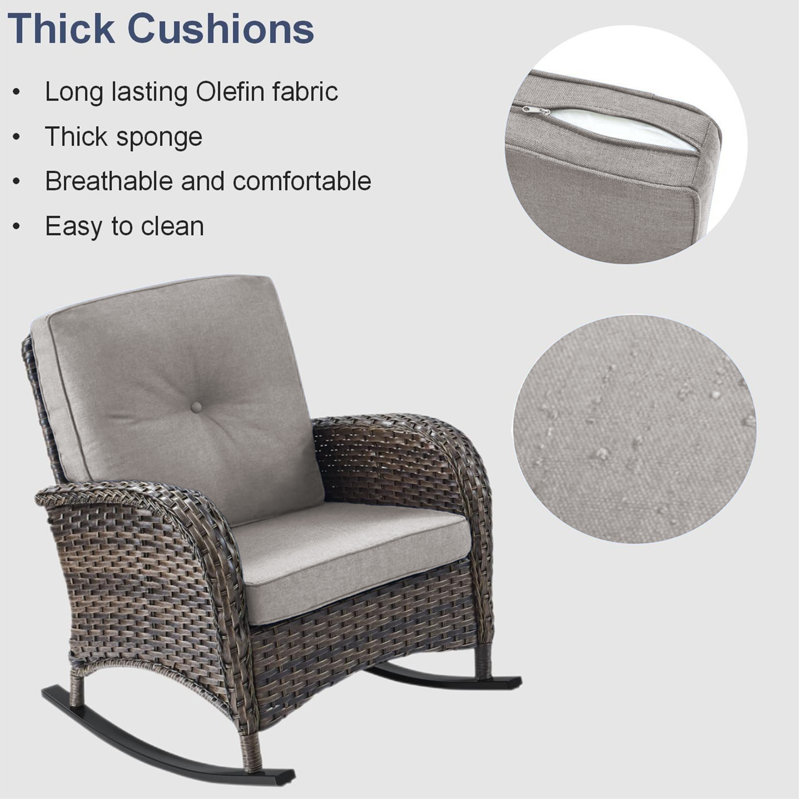 Artiana Wicker 2 - Person Patio Conversation Sets with Cushions, Gray, Brown